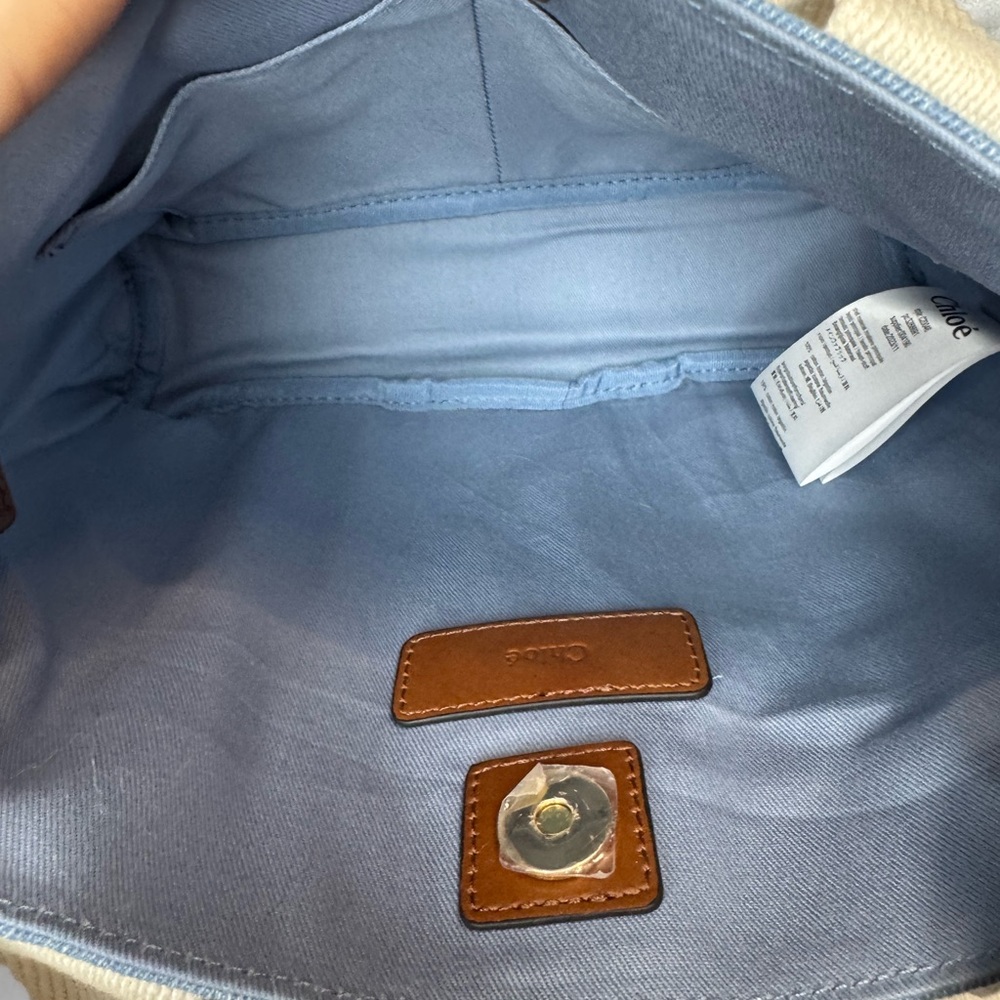 Chloé Blue Canvas Tote with Cream Straps - Picture 4 of 4